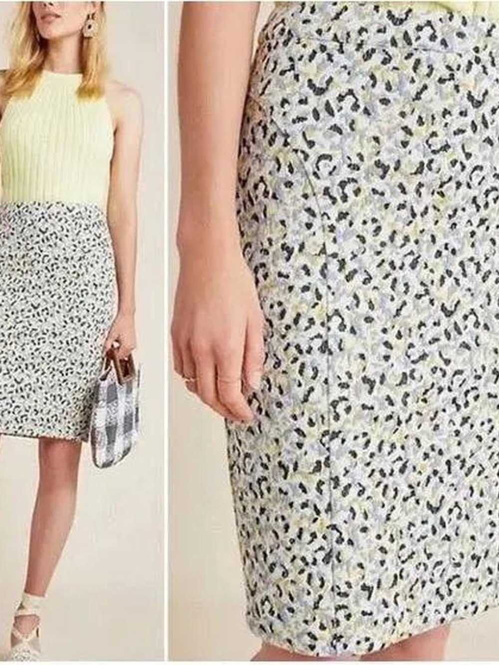 Anthropologie/Maeve Leopard Print Jacquard Pencil Skirt XL